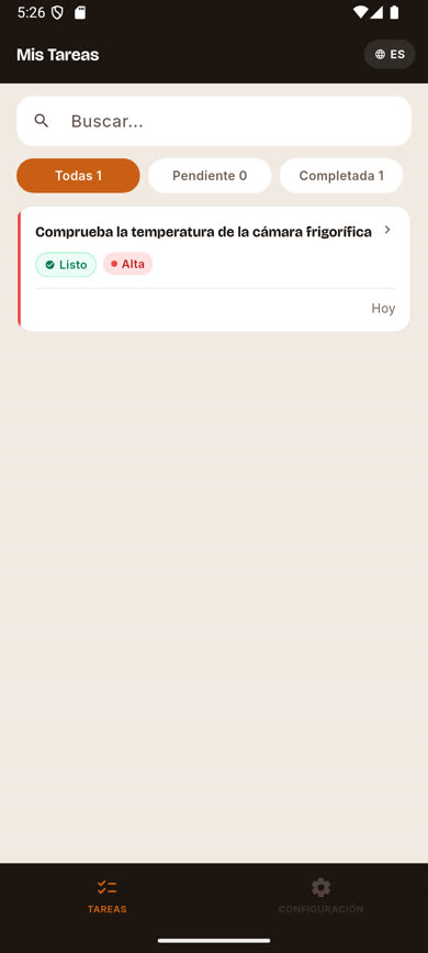 All Day task list rendered fully in Spanish after tapping the language toggle