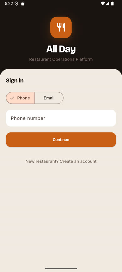 Welcome screen shown immediately after signing out
